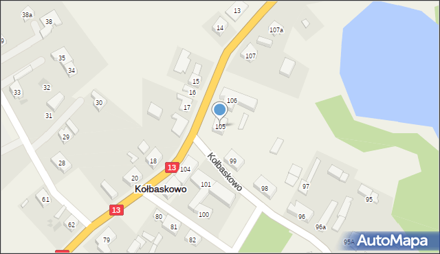 Kołbaskowo, Kołbaskowo, 105, mapa Kołbaskowo