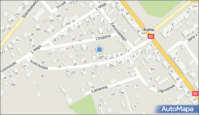 Kolno, Kościuszki Tadeusza, gen., 12A, mapa Kolno