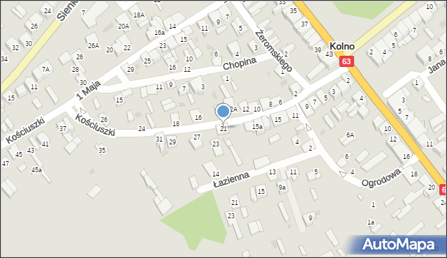 Kolno, Kościuszki Tadeusza, gen., 21, mapa Kolno