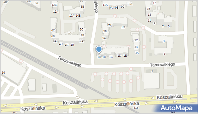 Kołobrzeg, Koniecpolskiego Stanisława, 1A, mapa Kołobrzegu