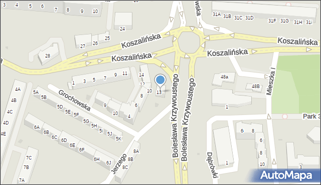 Kołobrzeg, Koszalińska, 13, mapa Kołobrzegu