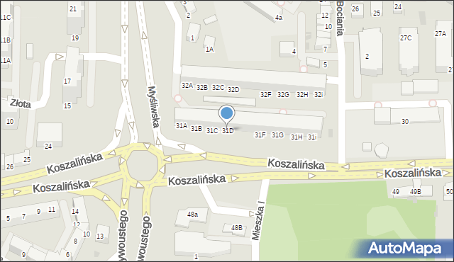 Kołobrzeg, Koszalińska, 31D, mapa Kołobrzegu