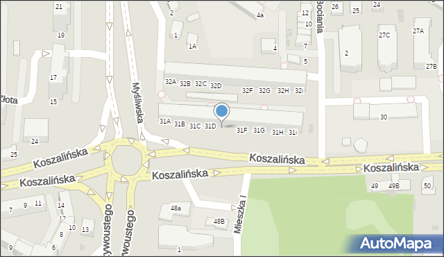 Kołobrzeg, Koszalińska, 31E, mapa Kołobrzegu