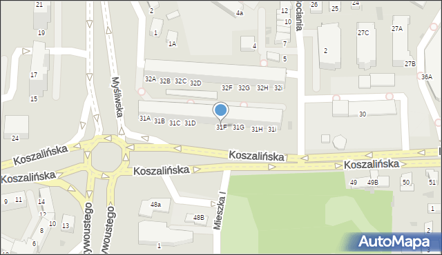 Kołobrzeg, Koszalińska, 31F, mapa Kołobrzegu