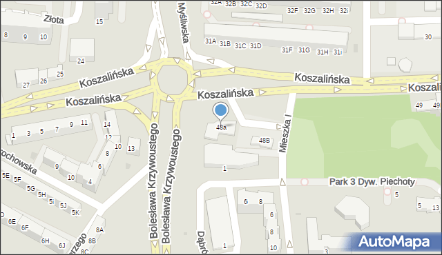 Kołobrzeg, Koszalińska, 48a, mapa Kołobrzegu