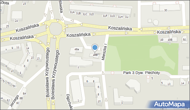 Kołobrzeg, Koszalińska, 48B, mapa Kołobrzegu