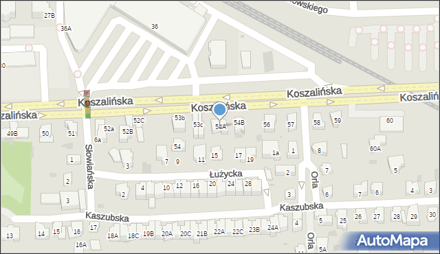 Kołobrzeg, Koszalińska, 54A, mapa Kołobrzegu