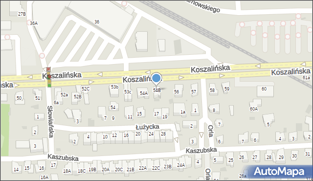 Kołobrzeg, Koszalińska, 54B, mapa Kołobrzegu