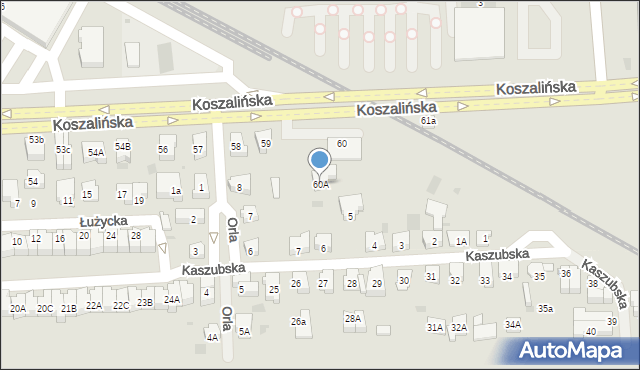 Kołobrzeg, Koszalińska, 60A, mapa Kołobrzegu