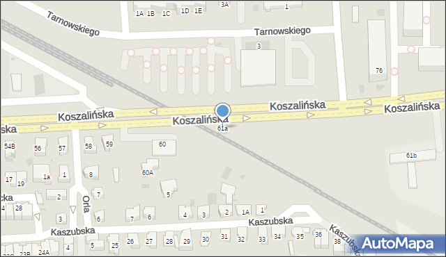 Kołobrzeg, Koszalińska, 61a, mapa Kołobrzegu