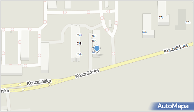 Kołobrzeg, Koszalińska, 62-66b, mapa Kołobrzegu