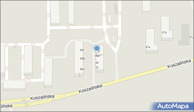 Kołobrzeg, Koszalińska, 66A, mapa Kołobrzegu