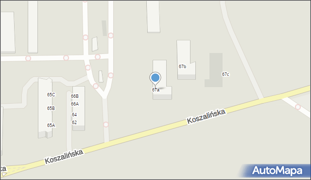 Kołobrzeg, Koszalińska, 67a, mapa Kołobrzegu