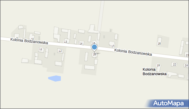 Kolonia Bodzanowska, Kolonia Bodzanowska, 16, mapa Kolonia Bodzanowska