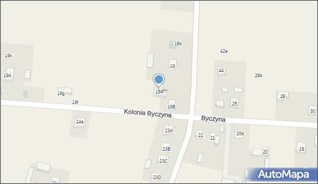 Kolonia Byczyna, Kolonia Byczyna, 19A, mapa Kolonia Byczyna