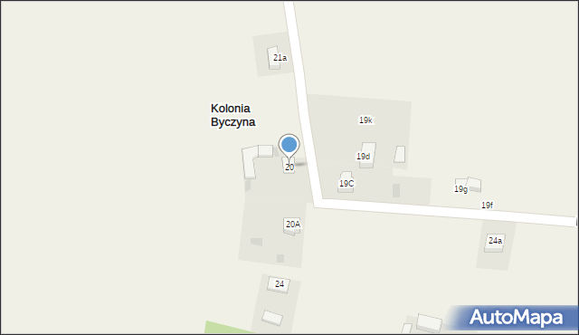 Kolonia Byczyna, Kolonia Byczyna, 20, mapa Kolonia Byczyna