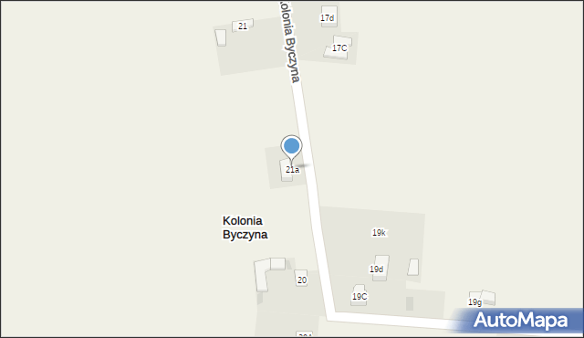 Kolonia Byczyna, Kolonia Byczyna, 21a, mapa Kolonia Byczyna