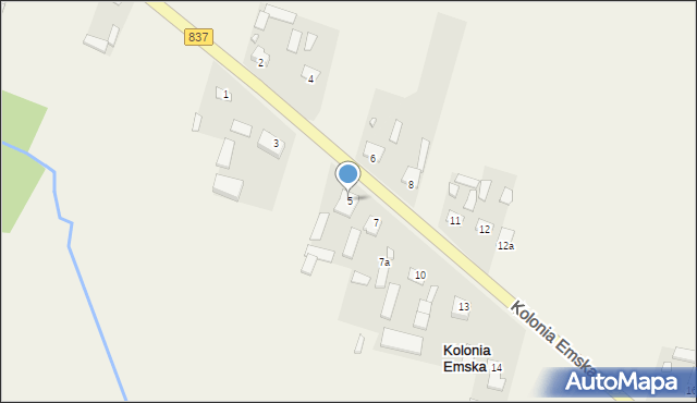 Kolonia Emska, Kolonia Emska, 5, mapa Kolonia Emska