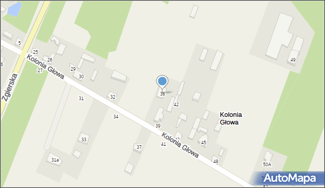 Kolonia Głowa, Kolonia Głowa, 38, mapa Kolonia Głowa