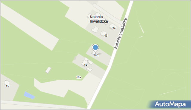 Kolonia Inwalidzka, Kolonia Inwalidzka, 62A, mapa Kolonia Inwalidzka
