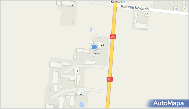 Kolonia Kokanin, Kolonia Kokanin, 12, mapa Kolonia Kokanin