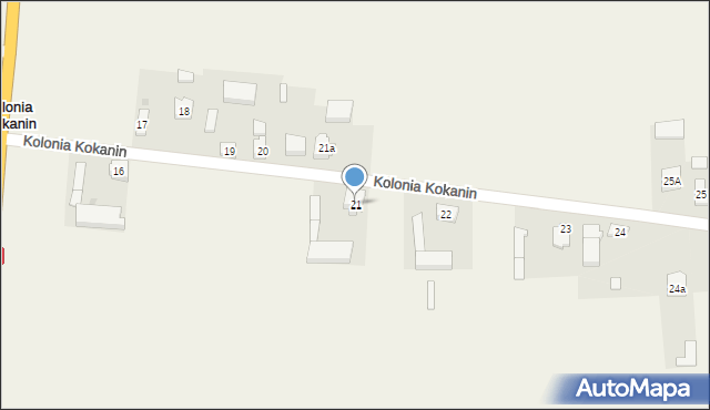 Kolonia Kokanin, Kolonia Kokanin, 21, mapa Kolonia Kokanin