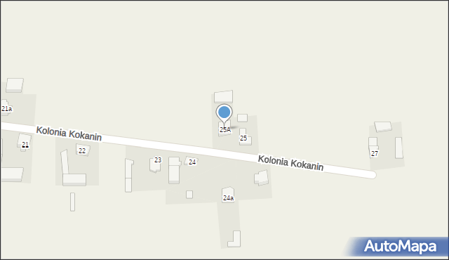 Kolonia Kokanin, Kolonia Kokanin, 25A, mapa Kolonia Kokanin