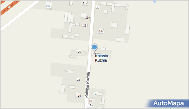 Kolonia Kuźnia, Kolonia Kuźnia, 19, mapa Kolonia Kuźnia