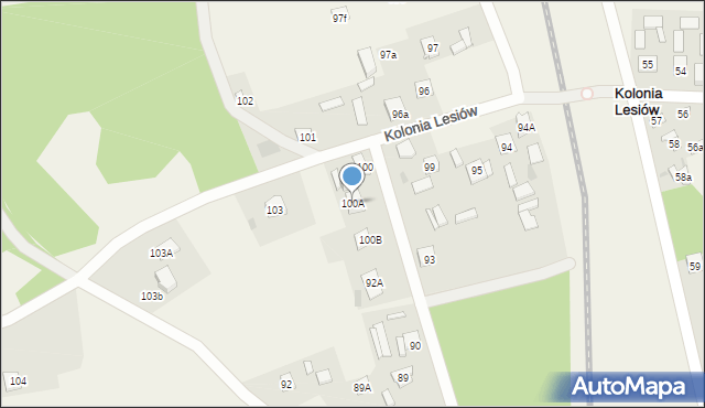 Kolonia Lesiów, Kolonia Lesiów, 100A, mapa Kolonia Lesiów
