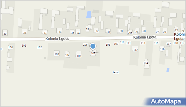 Kolonia Lgota, Kolonia Lgota, 107, mapa Kolonia Lgota