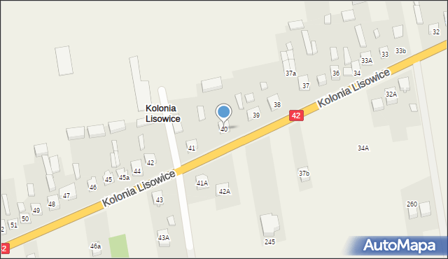 Kolonia Lisowice, Kolonia Lisowice, 40, mapa Kolonia Lisowice