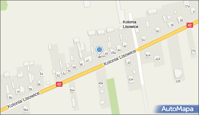 Kolonia Lisowice, Kolonia Lisowice, 46, mapa Kolonia Lisowice