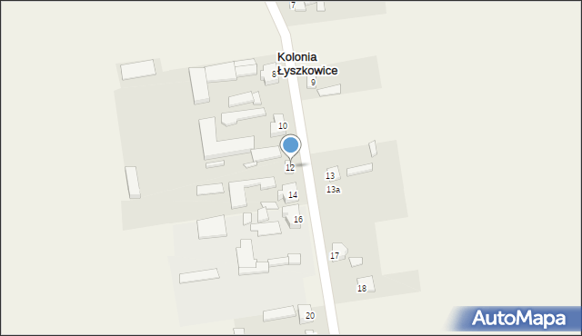 Kolonia Łyszkowice, Kolonia Łyszkowice, 12, mapa Kolonia Łyszkowice