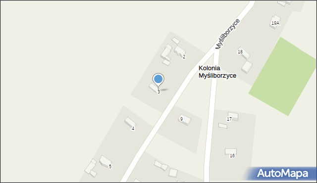 Kolonia Myśliborzyce, Kolonia Myśliborzyce, 3, mapa Kolonia Myśliborzyce