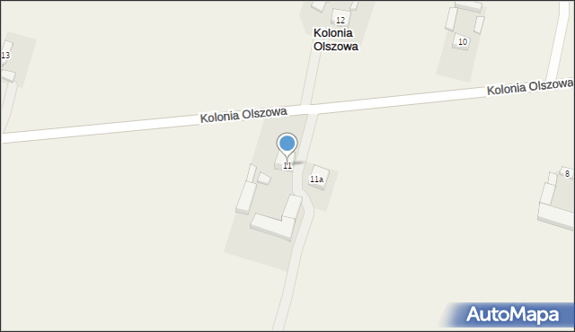 Kolonia Olszowa, Kolonia Olszowa, 11, mapa Kolonia Olszowa