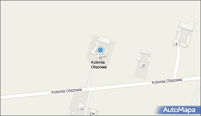 Kolonia Olszowa, Kolonia Olszowa, 12, mapa Kolonia Olszowa