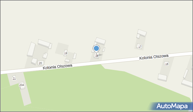 Kolonia Olszowa, Kolonia Olszowa, 18, mapa Kolonia Olszowa