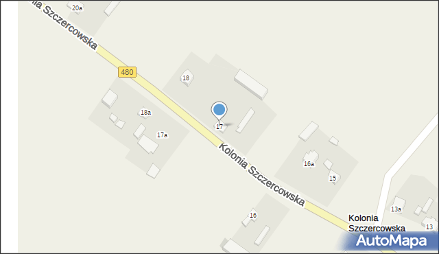 Kolonia Szczercowska, Kolonia Szczercowska, 17, mapa Kolonia Szczercowska