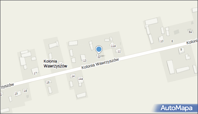 Kolonia Wawrzyszów, Kolonia Wawrzyszów, 12, mapa Kolonia Wawrzyszów