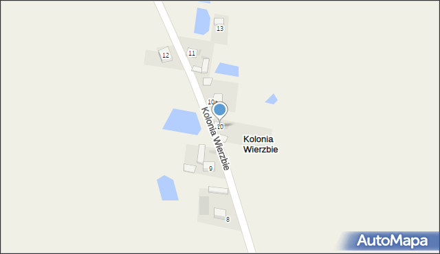 Kolonia Wierzbie, Kolonia Wierzbie, 10, mapa Kolonia Wierzbie