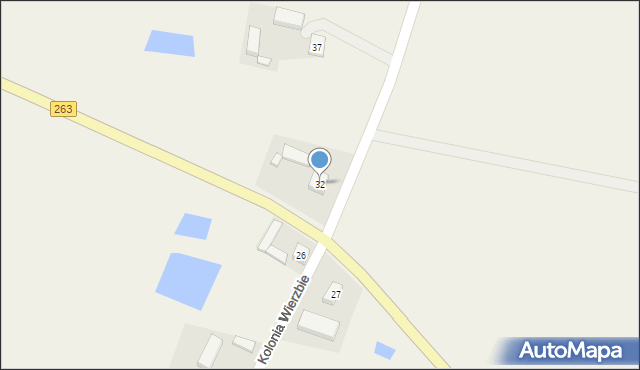 Kolonia Wierzbie, Kolonia Wierzbie, 32, mapa Kolonia Wierzbie