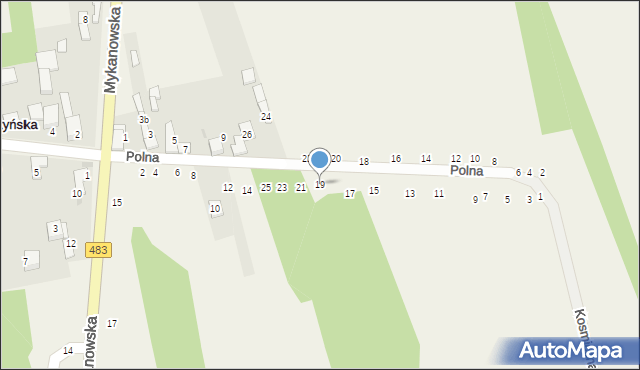 Kolonia Wierzchowisko, Kosmiczna, 19, mapa Kolonia Wierzchowisko