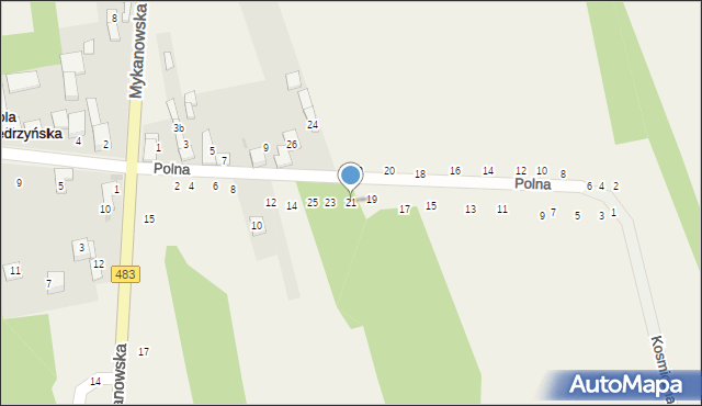 Kolonia Wierzchowisko, Kosmiczna, 21, mapa Kolonia Wierzchowisko