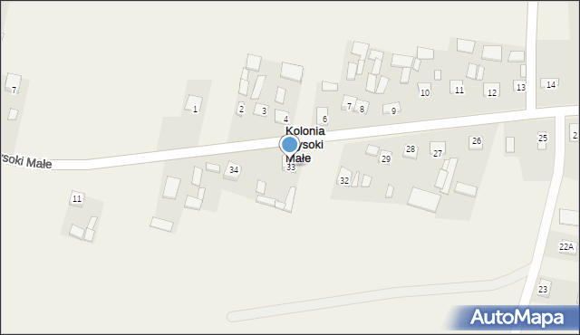 Kolonia Wysoki Małe, Kolonia Wysoki Małe, 33, mapa Kolonia Wysoki Małe