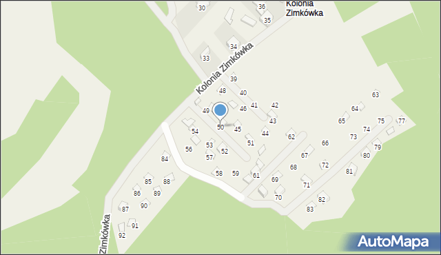 Kolonia Zimkówka, Kolonia Zimkówka, 50, mapa Kolonia Zimkówka