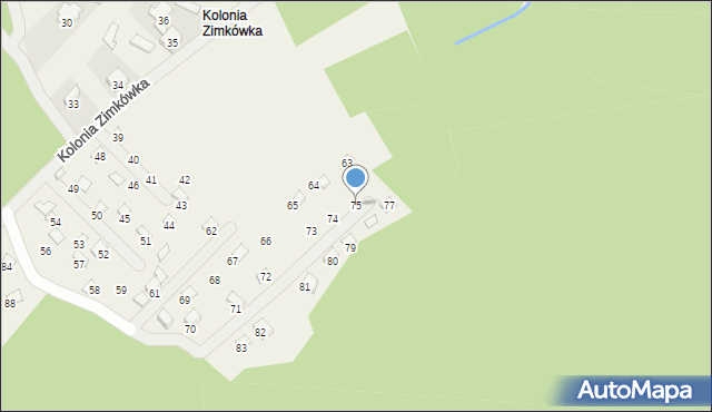 Kolonia Zimkówka, Kolonia Zimkówka, 75, mapa Kolonia Zimkówka