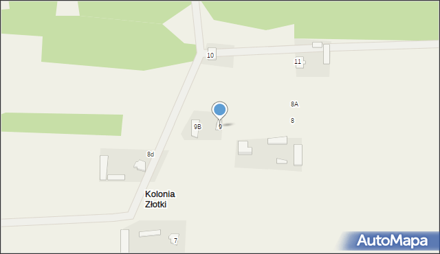 Kolonia Złotki, Kolonia Złotki, 9, mapa Kolonia Złotki