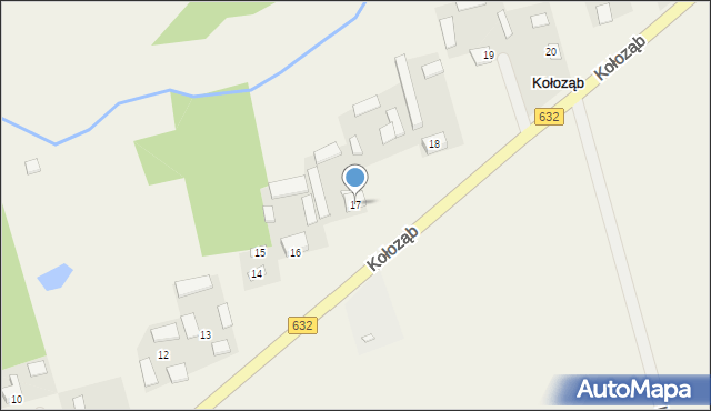 Kołoząb, Kołoząb, 17, mapa Kołoząb