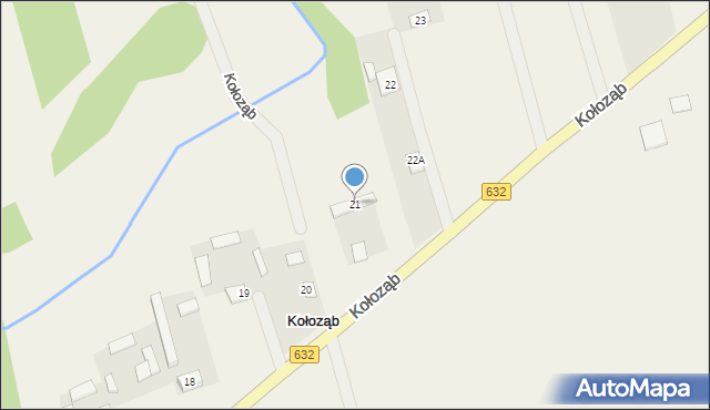 Kołoząb, Kołoząb, 21, mapa Kołoząb