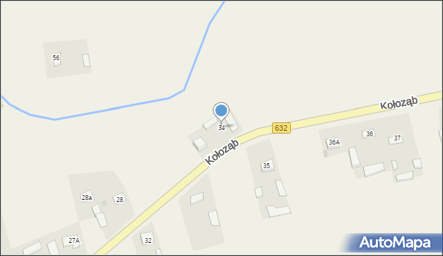 Kołoząb, Kołoząb, 34, mapa Kołoząb